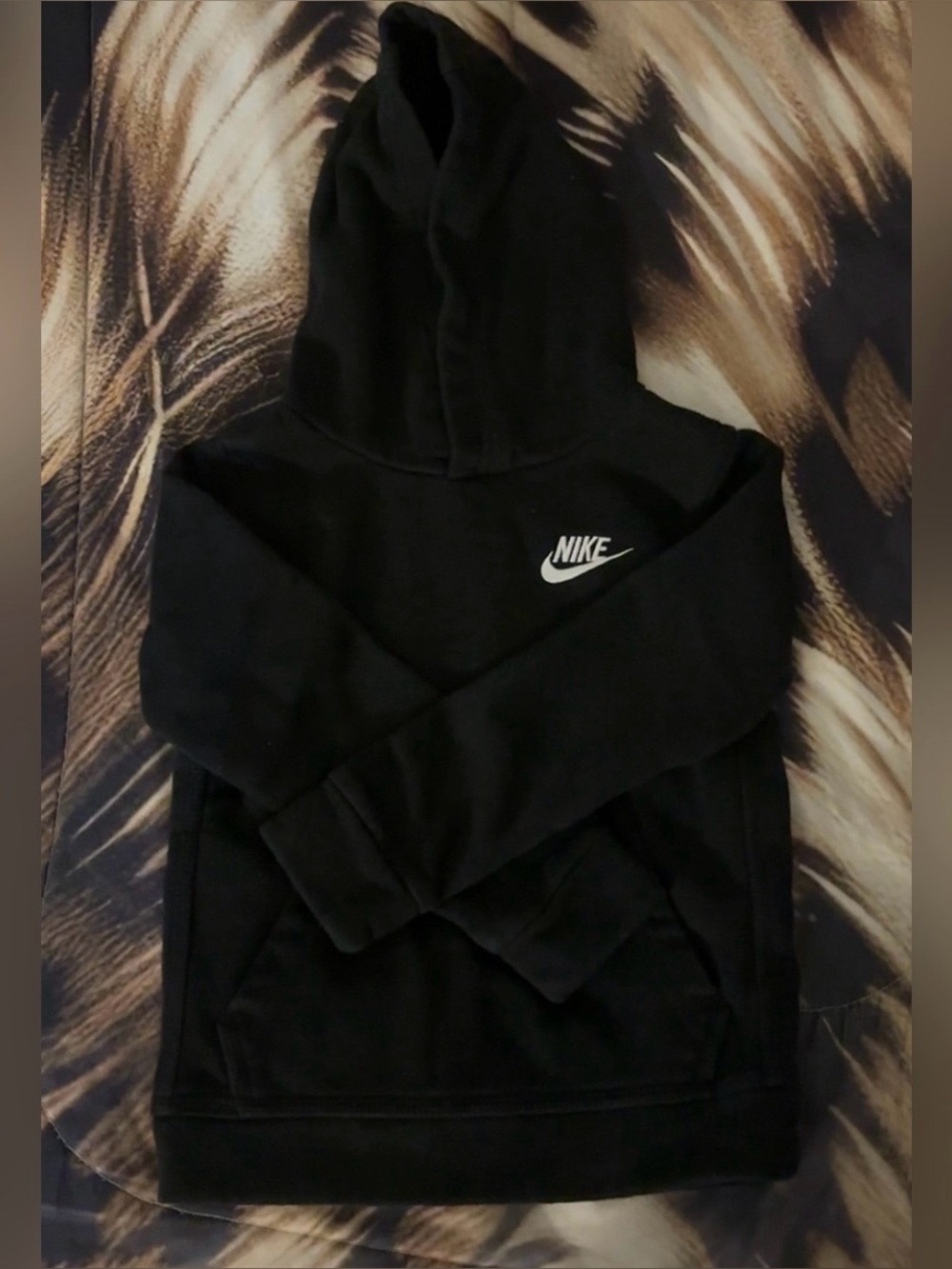 Nike Black Zip-Up Hooded Sweater with White Swoosh